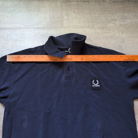 Raf Simons Mens Navy Blue Fred Perry Polo Long Sleeve Shirt Sz 36 EUC - Picture 6 of 10